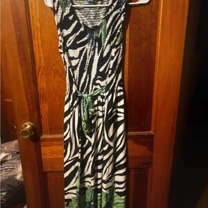 Zebra Print Sleeveless Maxi Dress